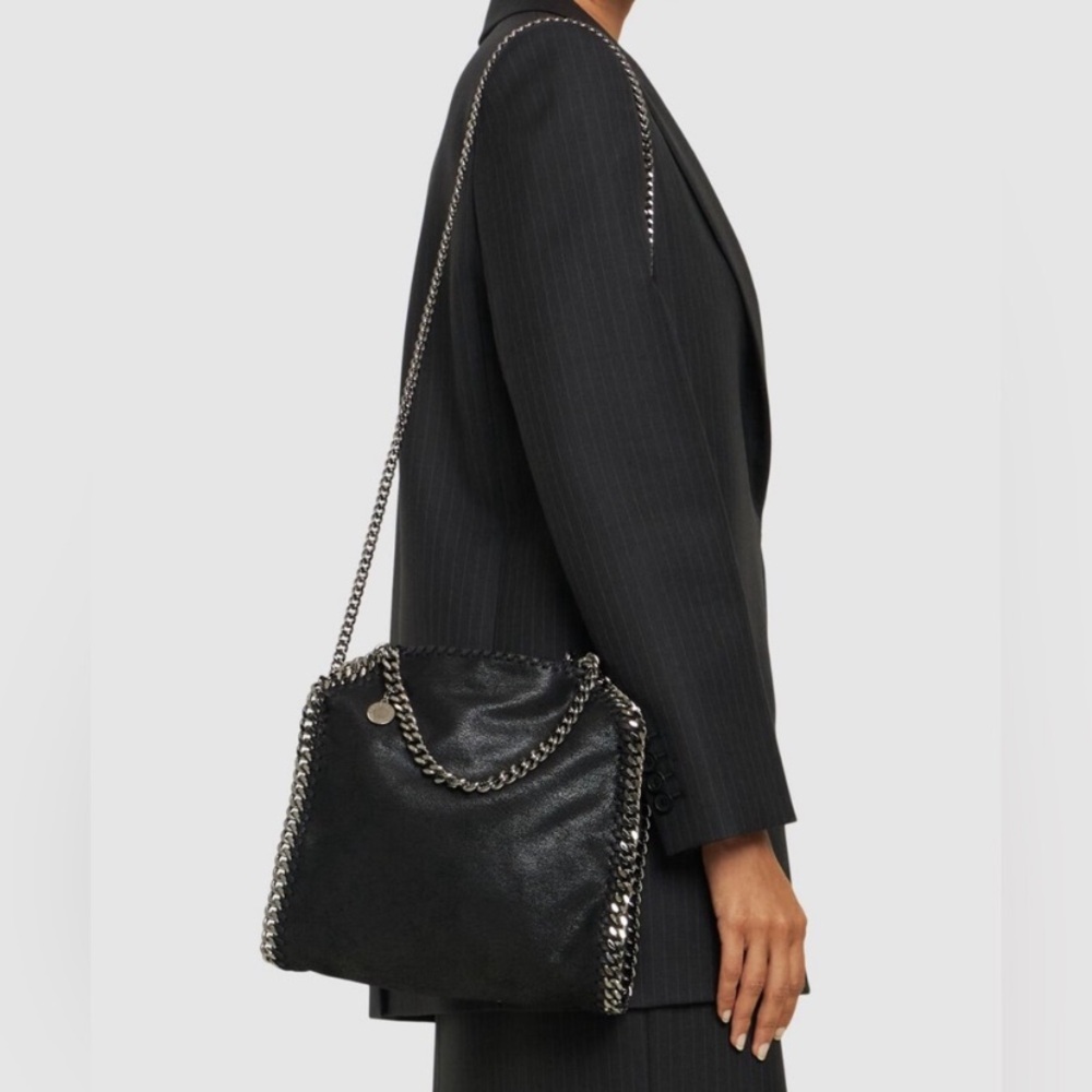 Stella McCartney Falabella Mini Faux Brushed Leather Black Edgy Chain Bag - Picture 8 of 16